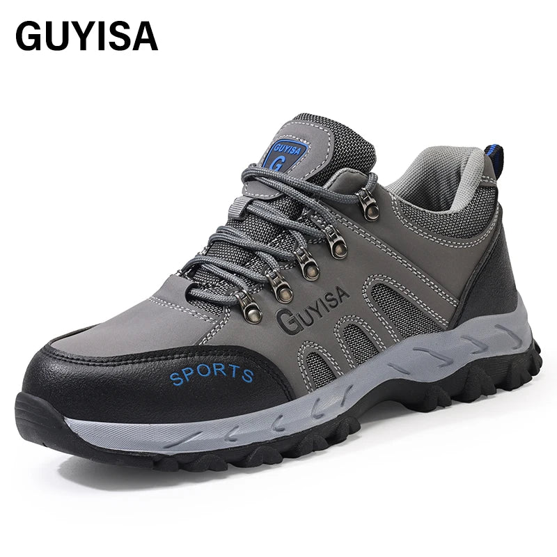 GUYISA Men's High Quality Waterproof Leather Safety Shoes Steel Toe Rubber Sole Safety Shoes
