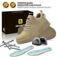 GUYISA Men's Fashionable Microfiber Leather Safety Shoes SRA Non-Slip for Outdoor Work