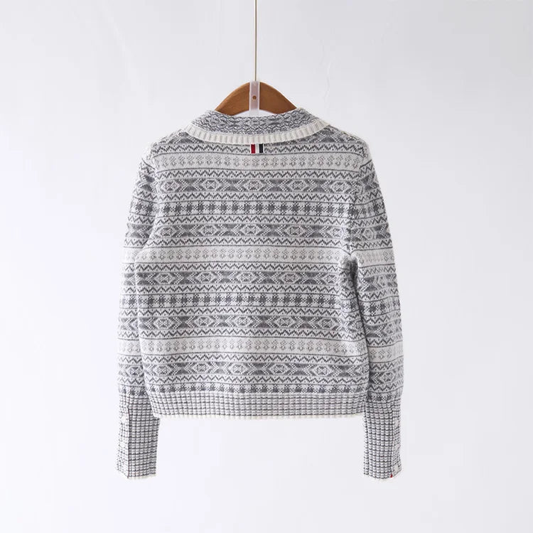 [Customizable] 2025 Autumn and Winter New Jacquard Sweater Elegant Elegant Pullover Vintage Exquisite Women's Clothing