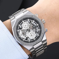 Original BESTWIN Men's Wrist Watches 2026 Top Brand Luxury Stainless Steel Chronograph Gold Men Quartz Watches for Male Clock Dropship