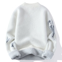 Zeimal Men Loose Fashion Adolescent Sweater Crewneck Half Turtleneck Sweater