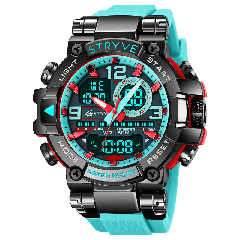 STRYVE Sport Watches Mens 2023 Brand  Waterproof Shockproof Dual Display Auto Date Male Digital Watch Wristwatches Reloj