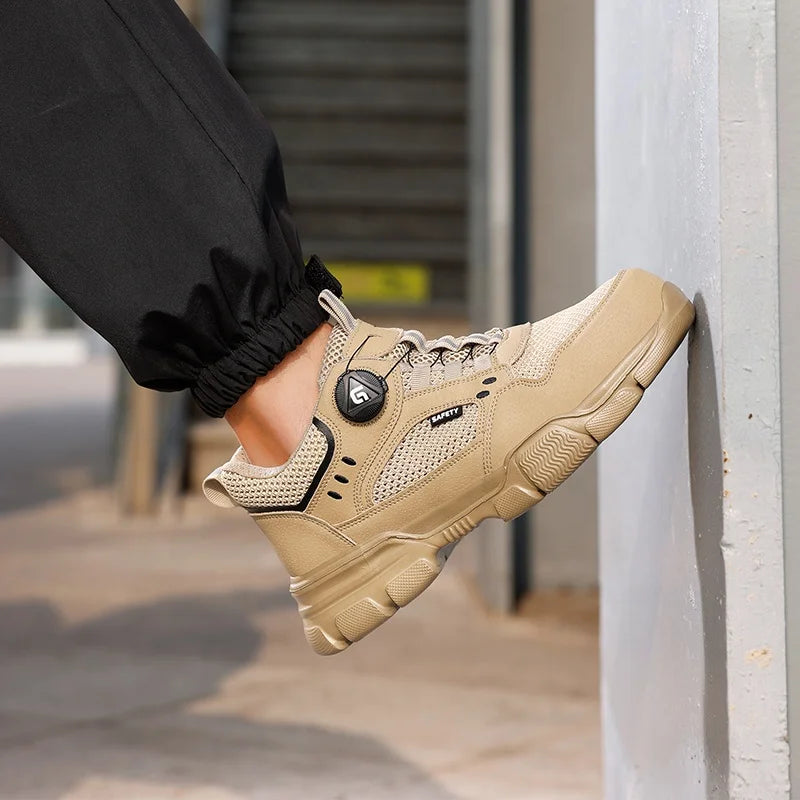 GUYISA Workwear Series Khaki Summer Style European Standard Steel Toe Cap Labor protection Shoes