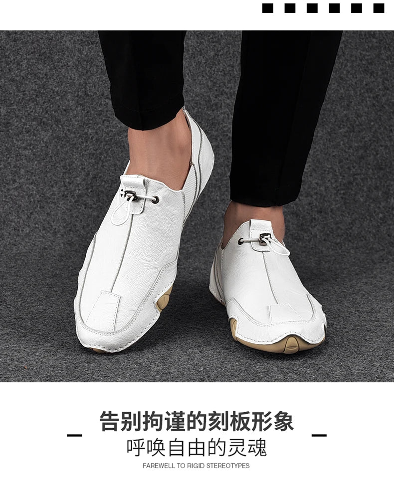 2023 Mens Sneakers Casual Slip On Loafers Outdoor Light Flats Autumn Leather Shoes Comfortable Mens Sneaker Lychee elegant shoes