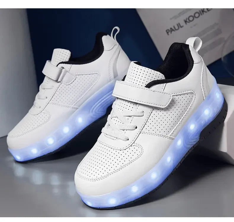 Children's Roller Skating Shoes New Kids Shining Shoes LED Girls Sneakers Free Shipping Outdoor Boys Sports Tennis Shoes