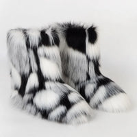 Y2K Fluffy Mid-calf Boots Winter Women Fashion Snow Boots Warm Cotton Shoes