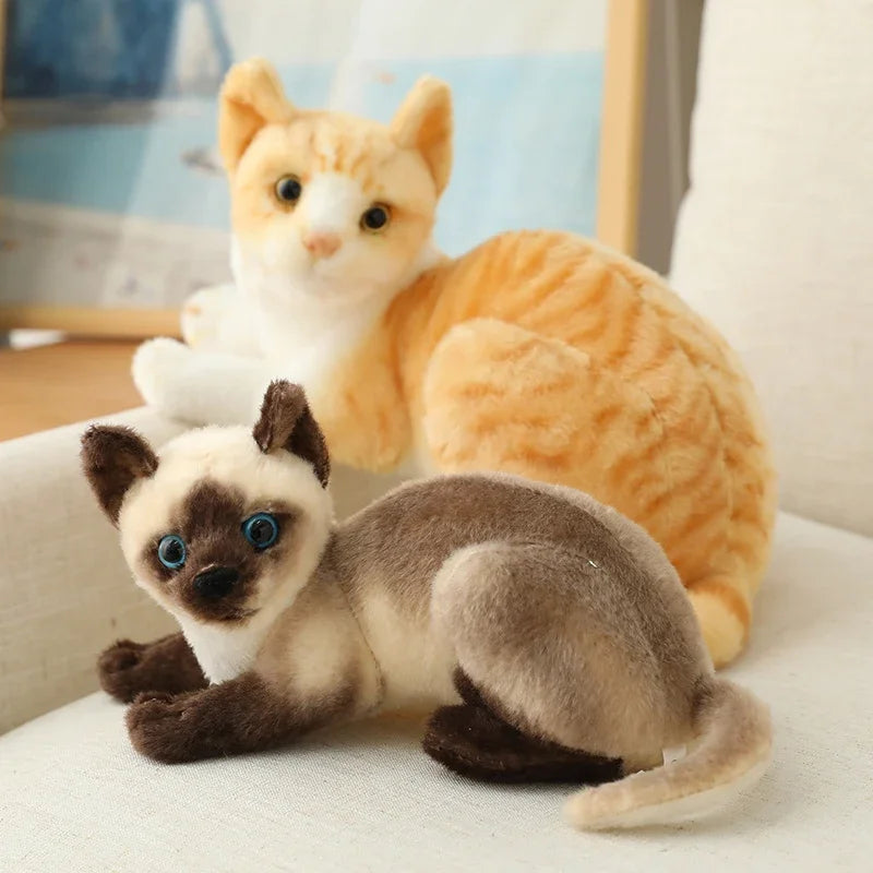 20/25CM Cute Simulation Cats Plush Toys Stuffed Animal Siamese Cat Doll for Children Kids Real life Toy Home Decor Birthday Gift