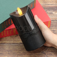 Led Candles 3D Simulation Dance Flame Timer Waterproof Candle Light Battery operated Pillar artificial Candle Black Candle Lamp