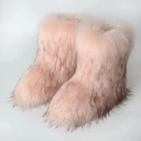 Y2K Fluffy Mid-calf Boots Winter Women Fashion Snow Boots Warm Cotton Shoes