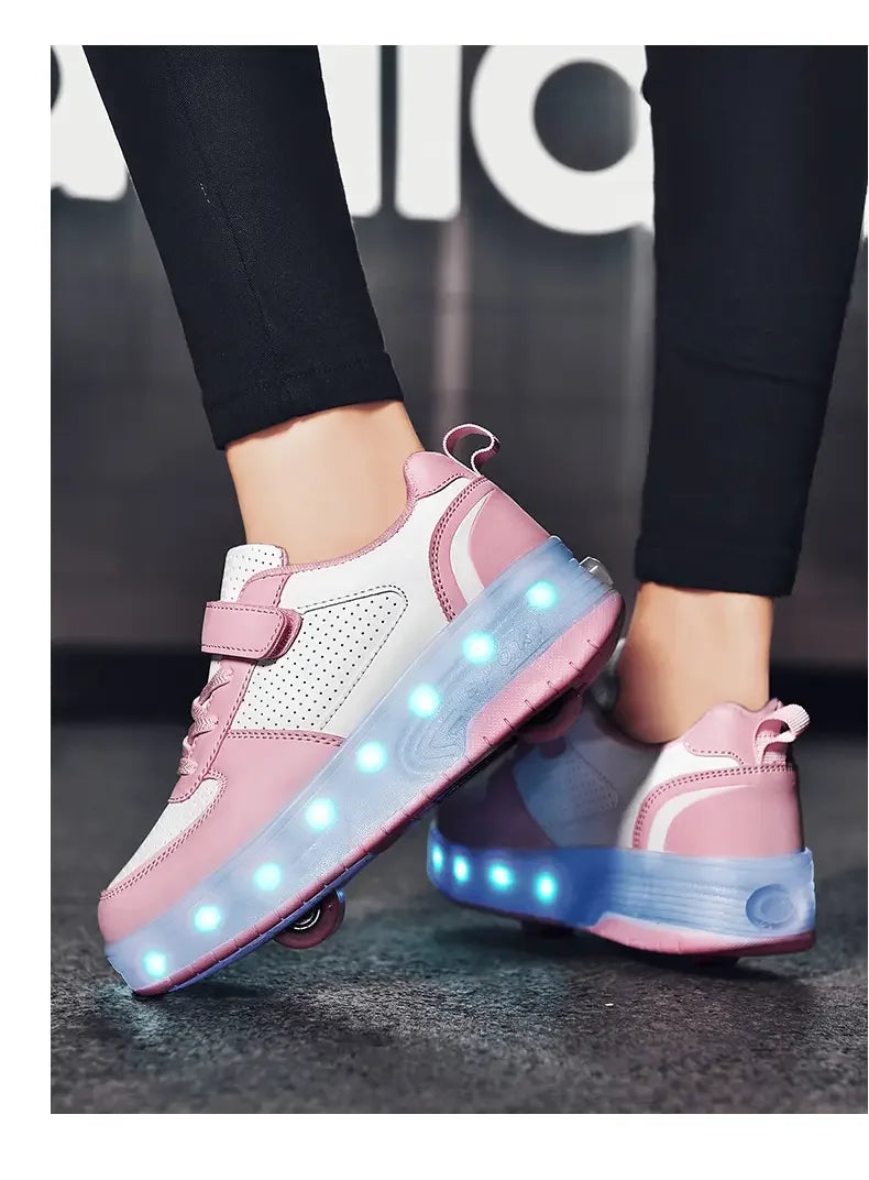 Children's Roller Skating Shoes New Kids Shining Shoes LED Girls Sneakers Free Shipping Outdoor Boys Sports Tennis Shoes