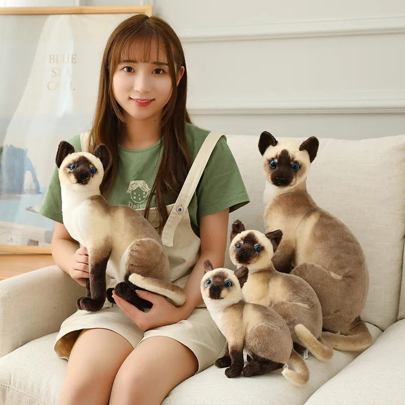 20/25CM Cute Simulation Cats Plush Toys Stuffed Animal Siamese Cat Doll for Children Kids Real life Toy Home Decor Birthday Gift