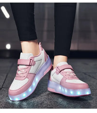 Children's Roller Skating Shoes New Kids Shining Shoes LED Girls Sneakers Free Shipping Outdoor Boys Sports Tennis Shoes