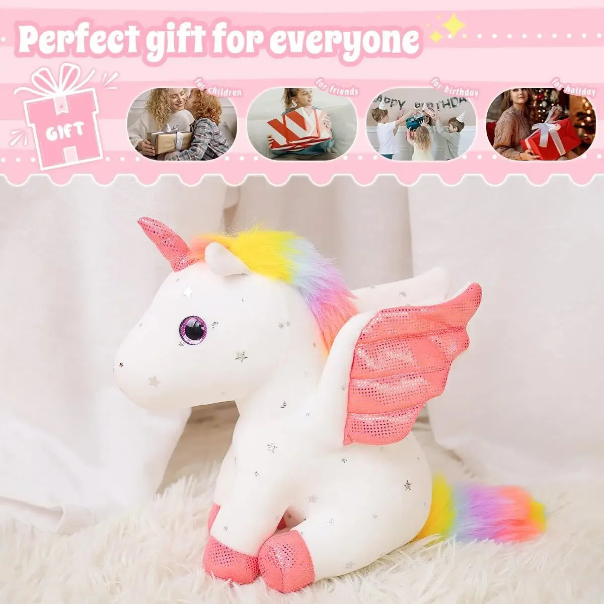 Plush Unicorn Stuffed Animal Cute Plush Toy Gift for Girls Soft Pillow Birthday Present Unicorn Stuff for Baby Toddler Kids