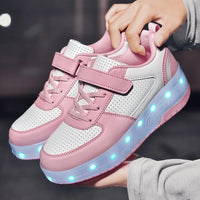 Children's Roller Skating Shoes New Kids Shining Shoes LED Girls Sneakers Free Shipping Outdoor Boys Sports Tennis Shoes