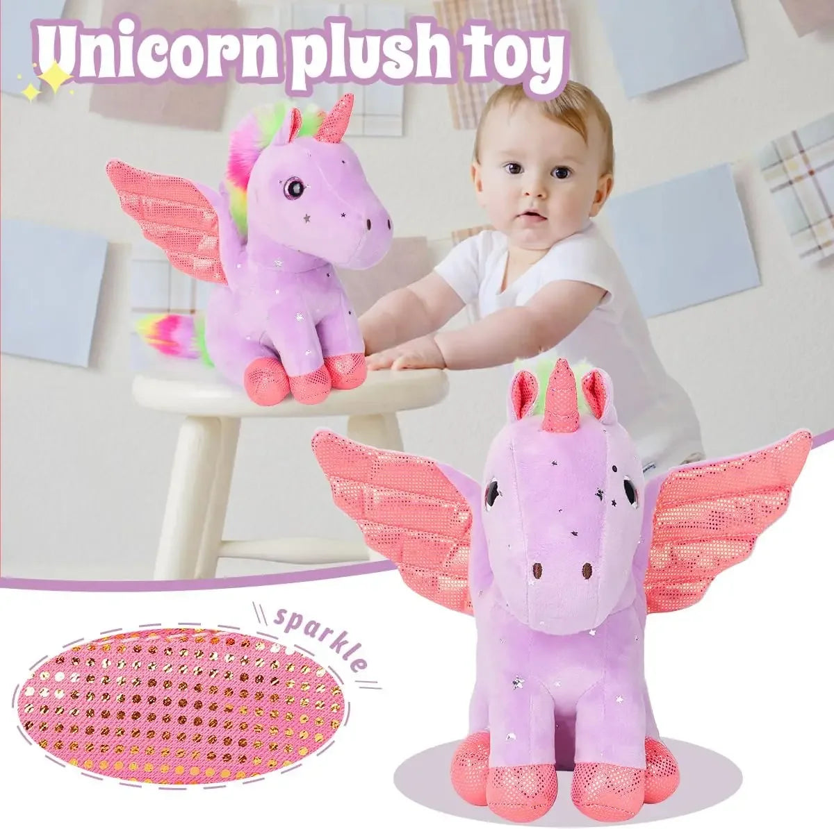 Plush Unicorn Stuffed Animal Cute Plush Toy Gift for Girls Soft Pillow Birthday Present Unicorn Stuff for Baby Toddler Kids