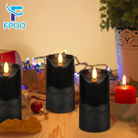 Led Candles 3D Simulation Dance Flame Timer Waterproof Candle Light Battery operated Pillar artificial Candle Black Candle Lamp