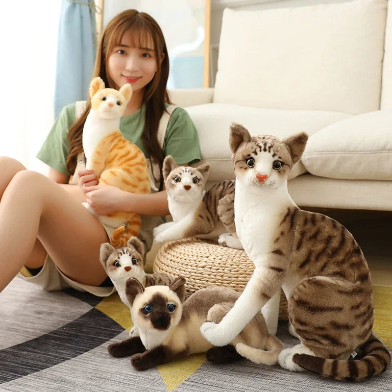 20/25CM Cute Simulation Cats Plush Toys Stuffed Animal Siamese Cat Doll for Children Kids Real life Toy Home Decor Birthday Gift