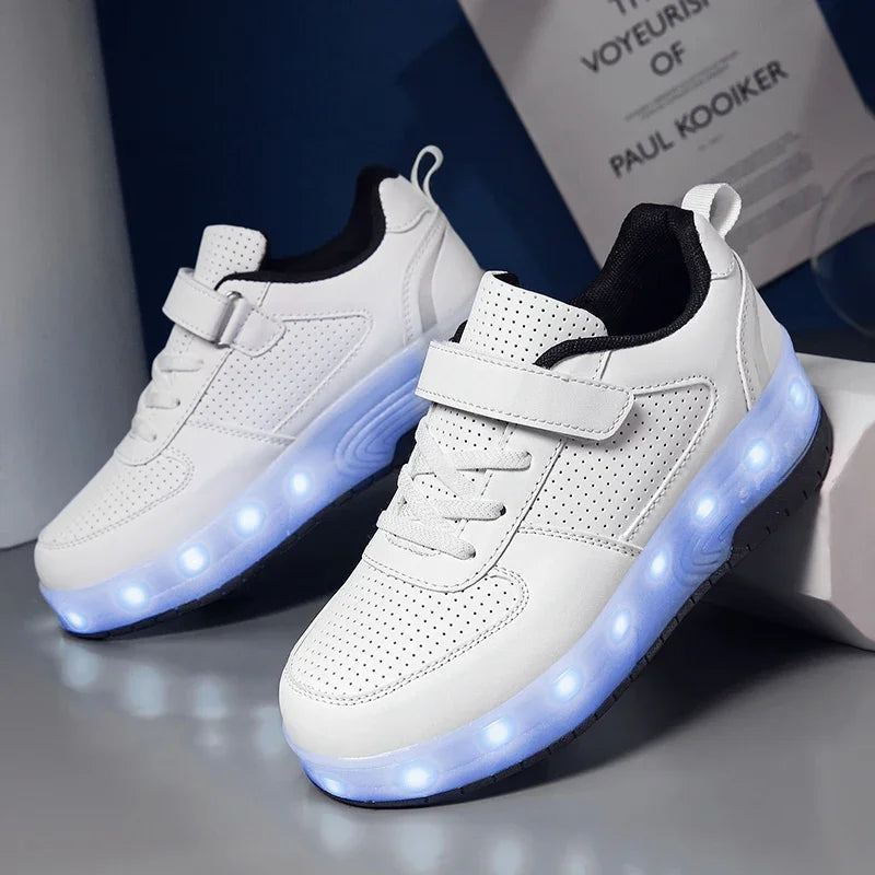 Children's Roller Skating Shoes New Kids Shining Shoes LED Girls Sneakers Free Shipping Outdoor Boys Sports Tennis Shoes