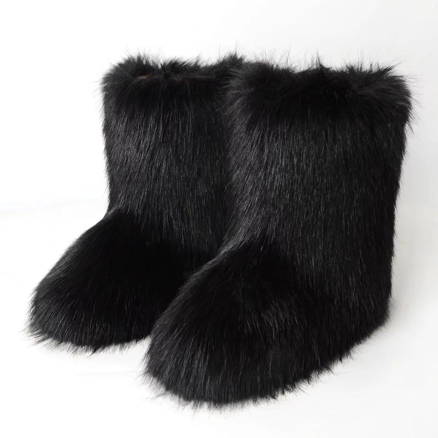 Y2K Fluffy Mid-calf Boots Winter Women Fashion Snow Boots Warm Cotton Shoes