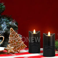 Led Candles 3D Simulation Dance Flame Timer Waterproof Candle Light Battery operated Pillar artificial Candle Black Candle Lamp