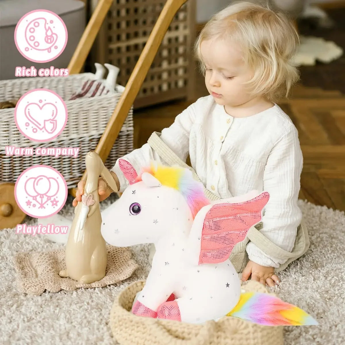 Plush Unicorn Stuffed Animal Cute Plush Toy Gift for Girls Soft Pillow Birthday Present Unicorn Stuff for Baby Toddler Kids