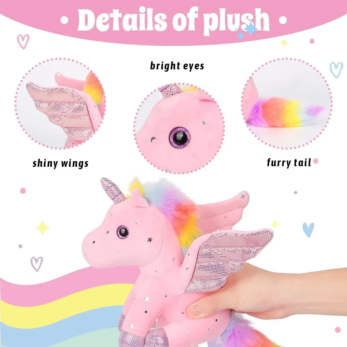 Plush Unicorn Stuffed Animal Cute Plush Toy Gift for Girls Soft Pillow Birthday Present Unicorn Stuff for Baby Toddler Kids