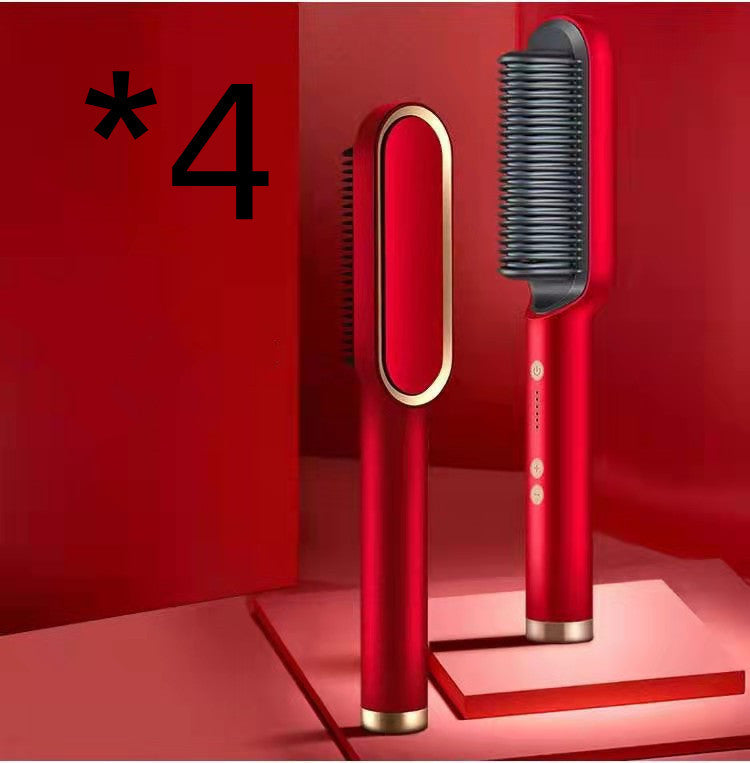 New 2 In 1 Hair Straightener Hot Comb Negative Ion Curling Tong Dual-purpose Electric Hair Brush